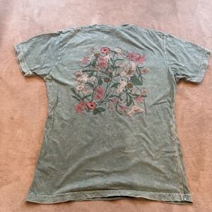 RIPNDIP Lord Nermal Cat Flower Power Acid Wash Graphic Tee Streetwear Green Sz L